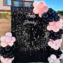 Black Shimmer Wall Backdrop Panels 6ftx4ft Square Sequin Graduation Backdrop for Birthday Anniversary Wedding Engagement Halloween Decoration