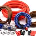 0 Gauge CCA Amplifier Wiring Kit 3000W Complete - Copper Clad Aluminum Car Audio Power Cable with Fuse Holder & RCA | for Subwoofer Amp Install