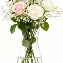 Clear Glass Vase 8 Inch, Round Borosilicate Clear Glass Flower Vase, Modern Boho Style Centerpiece Vase for Home Kitchen Wedding, Housewarming (Transparent)