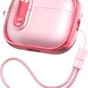 RFUNGUANGO AirPods Pro 2 Case for Women with Security Lock, Soft TPU with Cleaning Kit & Lanyard, Compatible with AirPods Pro 2nd/1st Generation Protective Case, Pink