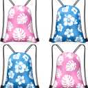 Yiyiring 30 Pcs Hawaiian Drawstring Bags Bulk 12 x 10 Inch Hibiscus Party Favors Bags Hawaii Themed Party Favors Decor for Kids Birthday Baby Shower Summer Holiday Supplies(Classic Hibiscus)