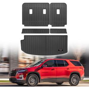 Custom for 2018-2023 Chevy Traverse /2024 Traverse Limited Cargo Mats Trunk Liner and Rear Seat Backrest Mat All Weather TPE Protection Mat Accessories (for 2018-2023 Chevy Traverse)