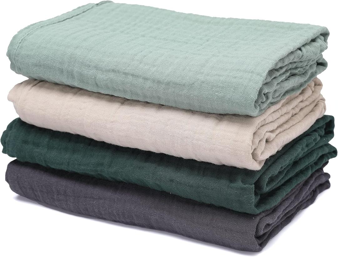CottCare Baby Muslin Swaddle Blankets for Boys and Girls, 4-Pack Breathable and Skin-Friendly, Wrap Soft Silky Cotton Muslin Swaddle Blankets