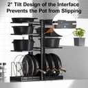 LAMU Pots and Pans Organizer under Cabinet, Expandable to 24" H Pan Organizers inside Cabinet for Kitchen Storage, 6 Adjustable Tiers and 6 Pot Lid Organizer Racks, Holds 12 Cast Iron Cookware Black
