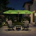 15FT Large Patio Umbrella with Base Included, Double Sided Outdoor Market Umbrella with Flexible Fiberglass Ribs, UV-Blocking Extra Large Umbrella for Garden, Pool, Deck, Apple Green