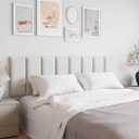 Leather White Upholstered Queen Size Headboard, 12 Panels Peel and Stick Wall Bed Panels, Tufted Decorative Backboard for Modern Bedrooms, 10"x24" Each, Leather - White
 