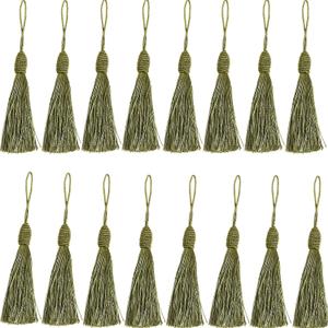 20pcs 5.5Inch Craft Tassels Handmade Polyester Filament Embellishments for Keychain Earring Jewelry Making, Souvenir, Graduation,Clothing Sewing,Gift Tag DIY Craft Projects. (Military Green 1)