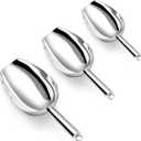 P&P CHEF Canister Scoop Set of 3, Ice Candy Scoop, Stainless Steel Multipurpose Food Scooper for Buffet Jar Freezer, Mirror Finish & Dishwasher Safe, Silver, 8+12+24 Oz