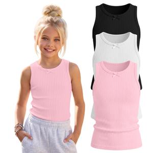 Halfchet 3 Pack Girl's Ribbed Tank Tops 5-14Y, 3-Color, 9-10 Years