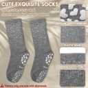 3 Pairs Cute Pilates Grip Socks for Women Bling Glitter Rhinestone Crew Non Slip Grip Socks for Yoga, Barre,Barefoot (A01-1 3 Pairs Gray(round Rhinestones))