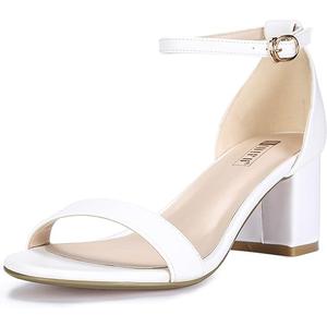 IDIFU Women's Cookie-LO Low Block Heels Chunky Sandals Ankle Strap Wedding Dress Pump Shoes, Size 5.5