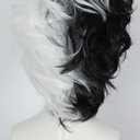 Linfairy Half White and Half Black 2 Tone Wig Halloween Costume Cosplay Wig for Women