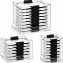 3PCS Clear Acrylic Food Container Lid Organizer for Rubbermaid Brilliance Nap-on Lids, Stackable Lid Holder Rack, Kitchen Storage Holder 4.7 Cup, 3.2 Cup, 1.3 Cup. 0.5 Cup Container, Holds 24 Lids
