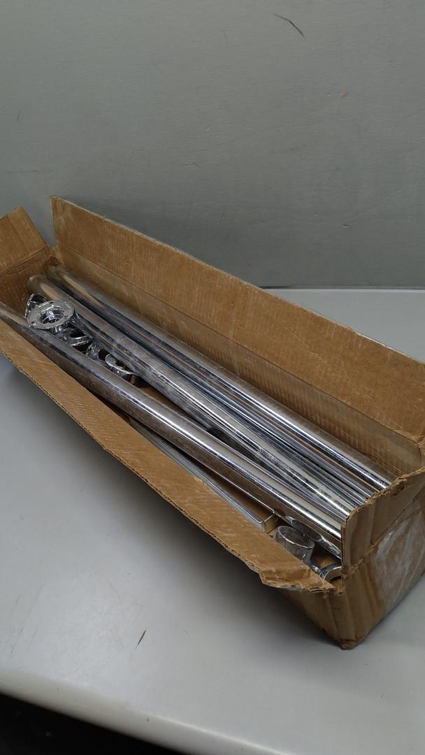 Set of Chrome Rods for Indoor Use Bathroom Kitchen Bedroom (No Hardware) 29"x2, 26"x2, 18"x1 Pcs