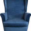 JIAN YA NA Wingback Chair Cover, Stretch Velvet Wing Chair Slipcovers 2 Piece, Wingback Armchair Sofa Slipcover Super Soft Fabric Furniture Protector with Elastic Bottom for Living Room Bedroom Hotel