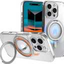 Magnetic Phone Case for iPhone 16 Pro Case,Anti-Slip and Drop-Proof Protective Cover with 360 Ring Stand,Compatible with MagSafe,Exclusively Designed for iPhone 16 Pro,Transparent, (Clear)