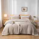 weigelia Full Size Comforter Set 7 Pieces Oatmeal Comforter Set Microfiber Comforters Full Size with Sheets Soft Fluffy Bedding Set with Sheets for All Season