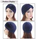 SJTYDX 3Pcs Flower Turban Hats for Women Solid Headwear Ruffle Pre Tied Beanie Hijab Undercap Chemo Cancer Hair Wrap Caps