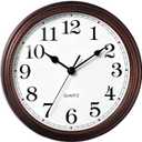 Wall Clock, 9 Inch Silent Wall Clocks Battery Operated, Decorative Clocks for Kitchen Living Room, Bedroom (Bronze White)