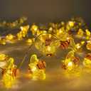 Honeybee Fairy String Lights, 40LED Bee String Light Plug in with 8 Modes Remote Control, Waterproof Novelty Decorative Light String for Outdoor Indoor Party Wedding Garden Christmas