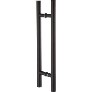TOGU TG-6012 24 inches Solid Standoffs Heavy-Duty Commercial Grade-304 Stainless Steel Push Pull Door Handle/Barn Door Pull Handle/Glass Pulls, Matte Black Finish (24-IN Length/1.26-IN Cross Section Diameter)