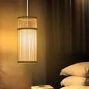 Bamboo Pendant Light (Set of 2) - Mini Wicker Pendant Light, Natural Hand-Woven Bamboo Light Fixture for Home Decor