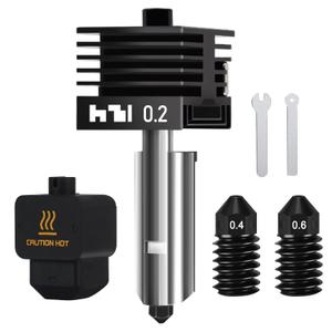 0.2mm Hotend for Bambu Lab P2S/H2S/H2D/H2D Laster Full Combo/H2D AMS Combo/A1/A1 Mini, Extruder Print Head with Extra 0.4mm 0.6mm Nozzle Quick Swap Hot End Design (1PCS)