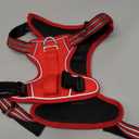 Funfox Dog Harness No Pull, Adjustable Pet Vest Harness, Super Soft Material with Vertical Handle Easy Control, Reflective Night Walking, 2 Leash Clips for Medium Sized Dogs, Red, M