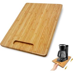 Bamboo Appliance Sliders for Kitchen Appliances, Sliding Tray with Silent Rubber Wheels for Coffee Maker, Kitchen Countertop Appliance Rolling Tray (Medium 9.5" x 13.8")