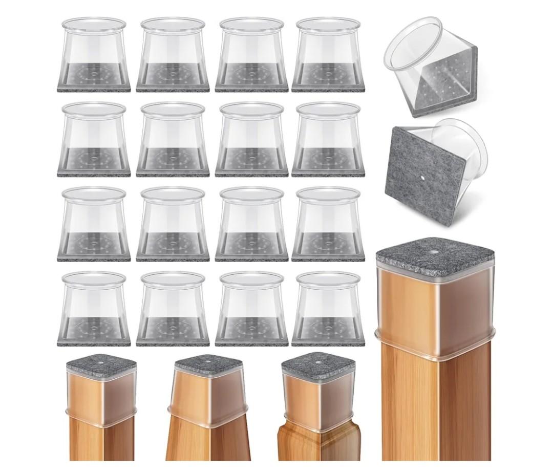 Ansible 24 Pcs Chair Leg Floor Protectors Square, Silicone Felt Furniture Leg Pads Caps Covers for Hardwood Floors (Fit:1-1/2" to 1-7/8")