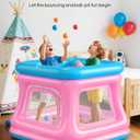 QPAU 3-in-1 Inflatable Bounce House for Toddlers 1-3, Ball Pit & Trampoline, Inflatable Bouncy House with Safety Net, Indoor & Outdoor Bubble Bouncer Baby Play YardBlue & Pink