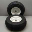 (2-Pack) 16x6.50-8 Pneumatic Tires on Rim - Universal Fit Lawn Mower and Yard Tractor Wheels - With Chevron Turf Treads - 3" Centered Hub and 3/4" Bushings - 396 lbs Max Weight Capacity