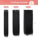 LONAI Clip in hair extensions 6PCS Straight 24" Hair Extensions for WomenHeat Resistant Synthetic Hairpiece-Black