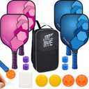 JoncAye Pickleball Paddles Set of 4 or 2, USAPA Approved Fiberglass Rackets with Outdoor Indoor Balls, Bag, Overgrip, Lightweight for Family, Professional Equipment for Beginners Intermediate (Pink, Blue)