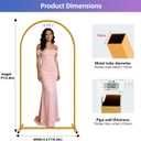 Hemmotop 6FT Arch Backdrop Stand for Party, Ceremony, Metal Arch Frame with Ground Stakes, Gold Photo Back Drop Stand for Bridal Shower, Birthday, Photo Booth, Garden Decoration, Baby Shower