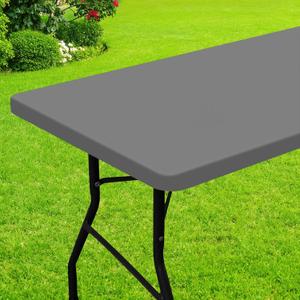 Smiry Rectangle Picnic Table Cloth, Waterproof Elastic Fitted Tablecloths for 4 Foot Tables, Washable Polyester Table Cover for Camping, Indoor and Outdoor (Grey, 24"x48")
