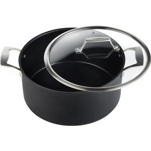 MSMK 8QT Stock Pot with Glass Lid, Burnt also Nonstick, Lasting Non stick, Oven safe to 700F, Induction, Scratch-resistant Durable PFOA Free Non-Toxic