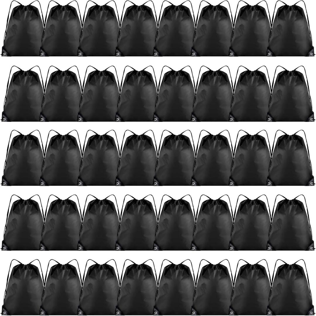 40 Pieces Drawstring Backpack Bulk Cinch Sackpack Ployster Drawstring Bags for Gym Party Trip(Black)