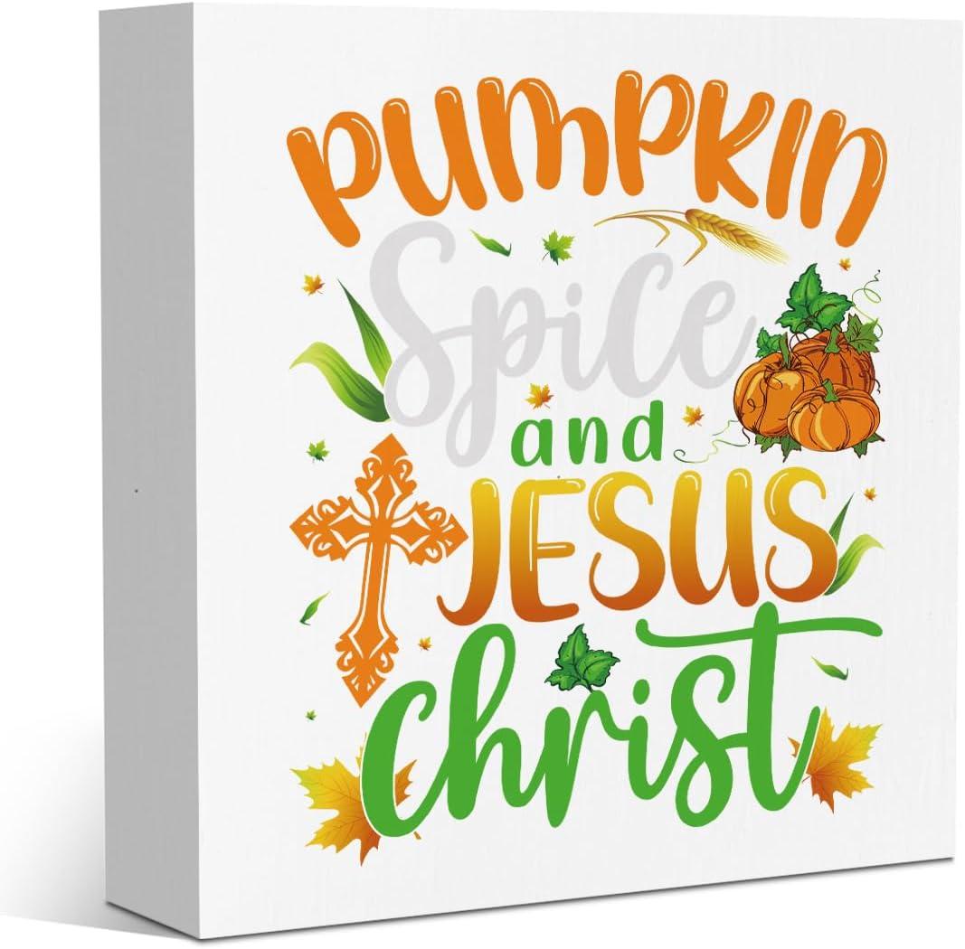 Black Fall Decorations for Home Fall Christian Decor for Church Autumn Pumpkin Decor for Kitchen Autumn Religious Thanksgiving Decorations 5 x 5 inches (Tub 3321)