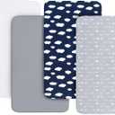 Crib Sheets for Boys and Girls Fitted 4 Pack - Breathable, Soft Microfiber Baby Sheets in Grey, Navy and White