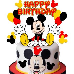 3 x WEERSHUN Mouse Cake Topper for Birthday Party Decoration 15Pcs - Mouse Cartoon Birthday Party Supplies - Cupcake Decoration Supplies for Kids Boys Birthday Party