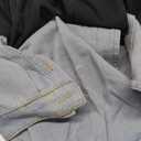 Vaceky Womens Dressy Denim Blazer Pearl Button Curved Hem Jacket for Work, Brunch & Night Out Size XL