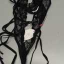 Avidlove Lingerie for Women Halter Lace Bodysuit Teddy V Neck Babydoll Sexy Sleepwear, Black ,Large