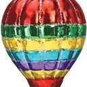 Old World Christmas Vibrant Hot Air Balloon Glass Blown Ornament for Christmas Tree, Handcrafted Holiday Decoration, Transportation Collection