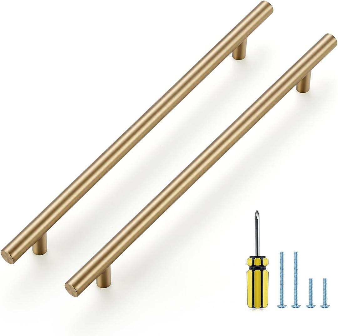 Ravinte 20 Pack Kitchen Cabinet Handles Champagne Bronze 8-13/16 Inch Hole Center Stainless Steel Pulls for Dresser Drawer Cupboard Handles with Screwdriver, 11-3/10 Inch Length
