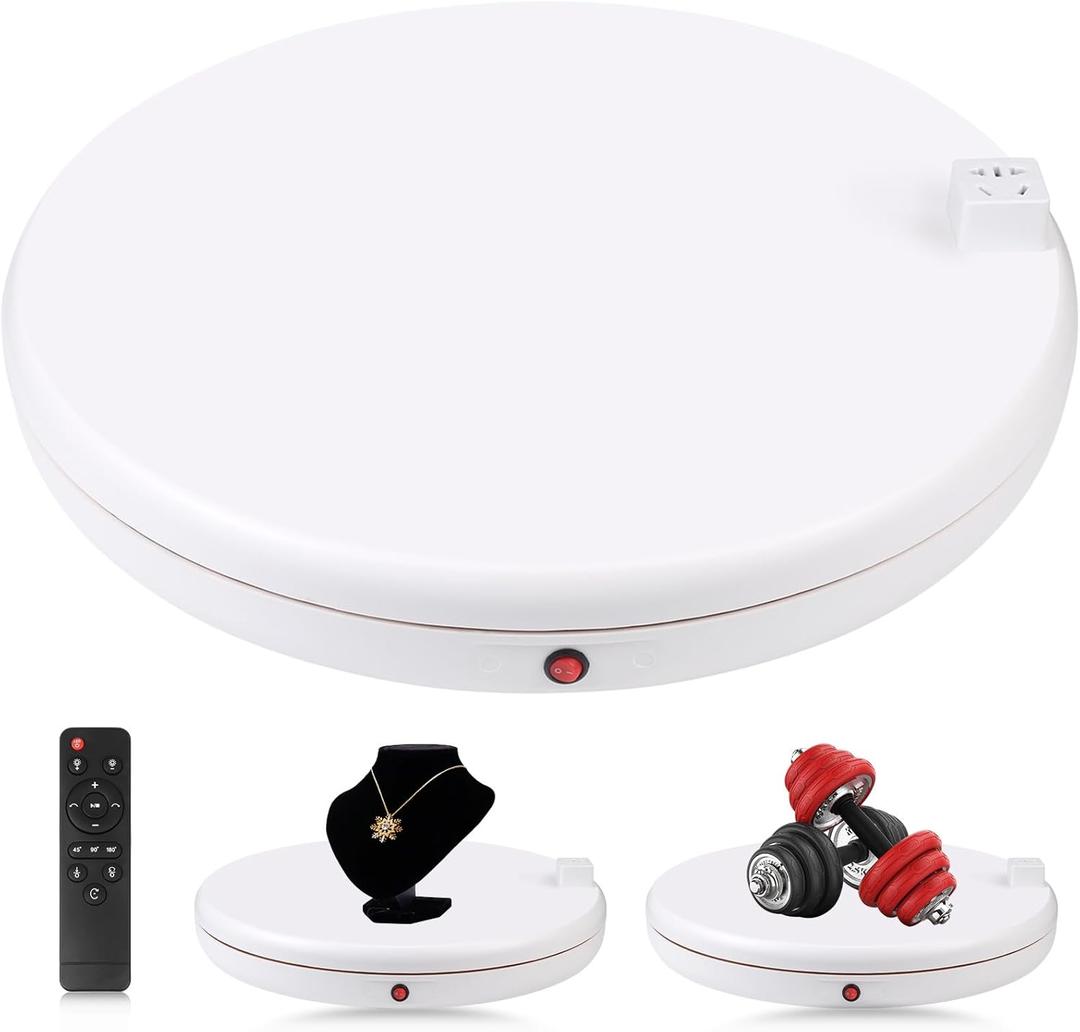 45cm/18Inch Electric Motorized Rotating Turntable Display Stand, with AC Power Outlet, 100kg/220lbs Load, for Electrical Product Display