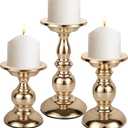 CYEAH 3 Pcs Candle Holders for Pillar Candles, Gold Candlestick Ideal for 3" Pillar Candles, Candlestick Holders Stand Centerpieces Decoration for Wedding, Party, Home, Spa, Reiki, Votive Candle