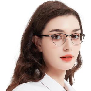 Blue Light Blocking Glasses Metal Frame Non Prescription Eyeglasses (Black)