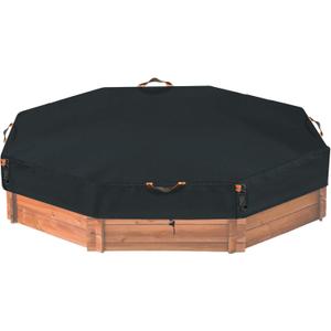 Octagonal Sandbox Cover, Windproof and Dustproof with Adjustable Hook and Loop for Stabilization, 420D Waterproof Oxford Fabric, Protect Outdoor Garden Kids Sandbox Sand and Toys (Black, 84"X78"X9"