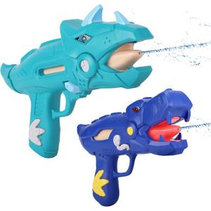 Unanscre 2 Pack Dinosaur Water Blaster Soaker Gun for Kids, Dino Pump Action Outdoor Squirt Gun, Long-Range Shooting Water Squirters Toys for Pool/Beach/Yard/Party Play